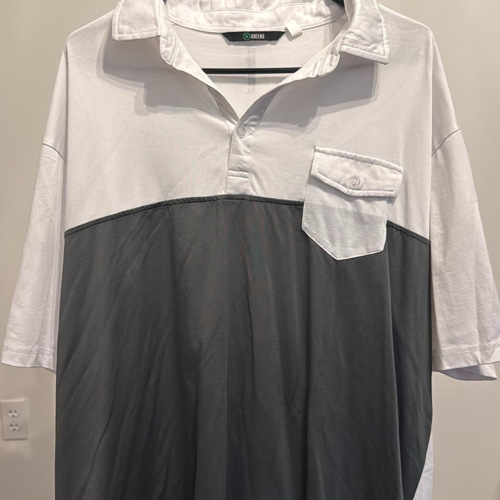 Chaps White and Gray Men's Polo Shirt